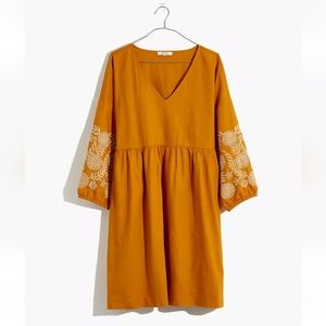Madewell Embroidered-Sleeve Popover Dress XXL